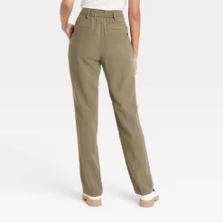 Women's High-Rise Regular Fit Full Length Straight Stovepipe Trousers - A New Day™