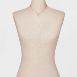 Gold Dipped Cubic Zirconia Initial Pendant Necklace - A New Day™ Gold