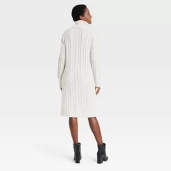 Women's Turtleneck Long Sleeve Cozy Sweater Dress - A New Day™