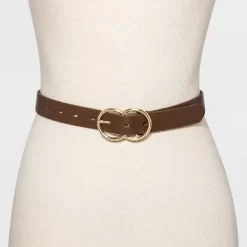 Women's Double Buckle Belt - A New Day™ Brown