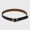 Women's Oval Tapered Center Bar Reversible Belt - A New Day™ Cognac/Black