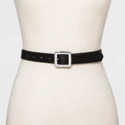 Women's Chunky Center Bar Belt - A New Day™ Black