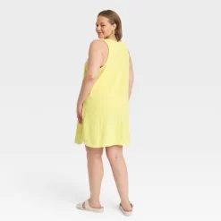 Women's Terry Mini Tank Shift Dress - A New Day™ Yellow 4X