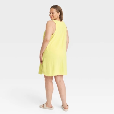 Women's Terry Mini Tank Shift Dress - A New Day™ Yellow 4X