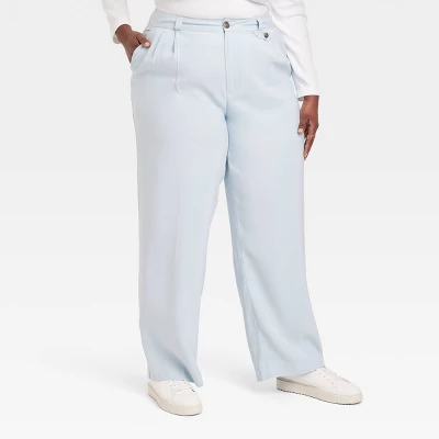 Women's High-Rise Relaxed Fit Full Length Baggy Wide Leg Trousers - A New Day™ - Image 4