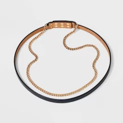 Women's Gold Chain Waist Belt - A New Day™ Black