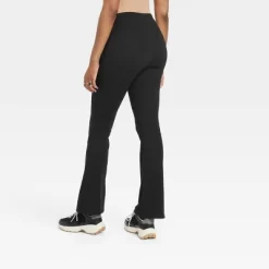 Women's Crossover V-Waistband Flare Leggings - A New Day™ Black