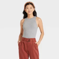 Women's Slim Fit Ribbed 3pk Bundle Tank Top - A New Day™ Black/White/Gray XS