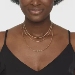 Round Flat Snake Chain Necklace - A New Day™ Gold