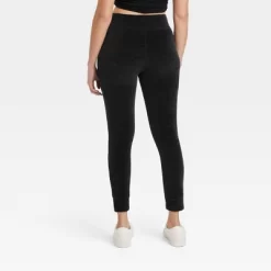 Women's Chenille Drawstring Leggings With Ribbed Waistband And Cuffs - A New Day™