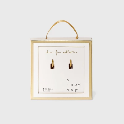 14K Gold Plated Twist Huggie Hoop Earrings - A New Day™ - Image 3