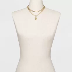 3 Row Chunky Chain Necklace - A New Day™ Gold