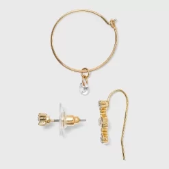 Charm Hoop, Stud And Ear Climber Earring Set 8pc - A New Day™