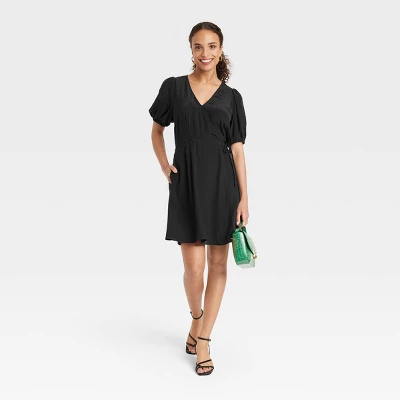 Women's Balloon Short Sleeve Mini Wrap Dress - A New Day™ - Image 2