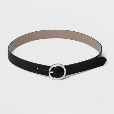 Women's Oval Tapered Center Bar Reversible Belt - A New Day™ Black/Gray - Image 3