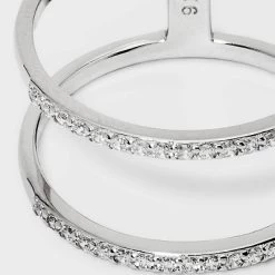 Sterling Silver Pave Cubic Zirconia Double Row Band Ring - A New Day™ Silver