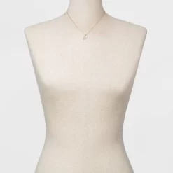 Stone And Square Charm Pendant Necklace - A New Day™ Gold