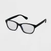 Women's Square Blue Light Filtering Reading Glasses - A New Day™ Black