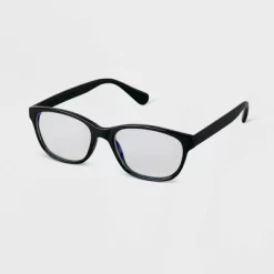 Women's Square Blue Light Filtering Reading Glasses - A New Day™ Black