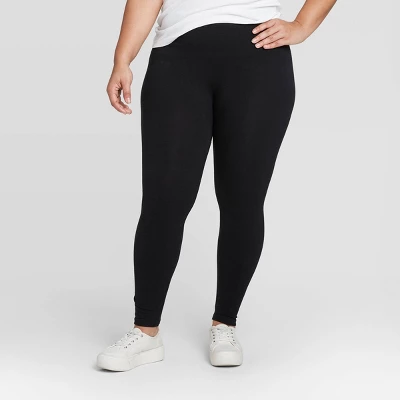 Women's High Waisted Cotton Blend Seamless Leggings - A New Day™ - Image 2