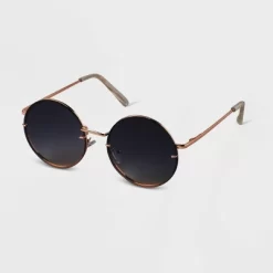 Women's Oversized Metal Round Sunglasses - A New Day™ Gold