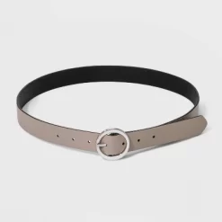 Women's Oval Tapered Center Bar Reversible Belt - A New Day™ Black/Gray