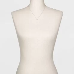 Sterling Silver Pave Cubic Zirconia Circle Chain Necklace - A New Day™ Silver/Clear