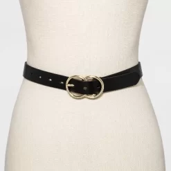 Women's Double Buckle Belt - A New Day™ Black