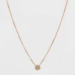 Pave Circle Pendant Necklace - A New Day™ Gold