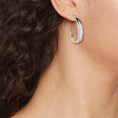 Sterling Silver Plain With Post Hoop Earrings - A New Day™ Silver