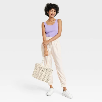 Women's High-Rise Regular Fit Ankle Linen Jogger Pants - A New Day™ - Image 2