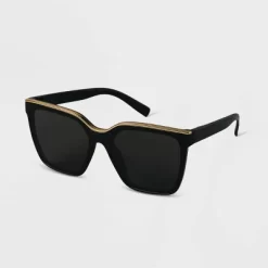 Women's Plastic Square Sunglasses - A New Day™ Black