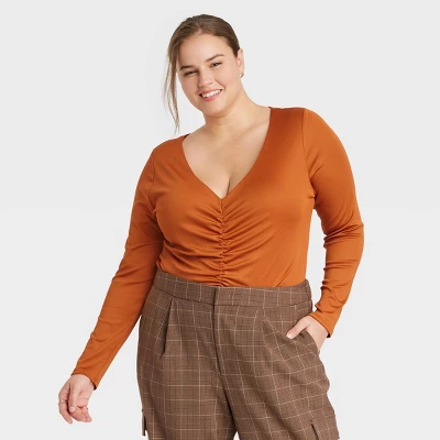 Women's Long Sleeve Ruched Slim Fit Bodysuit - A New Day™ - Image 7