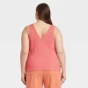 Women's Plus Size Textured Tank Top - A New Day™ Pink 4X