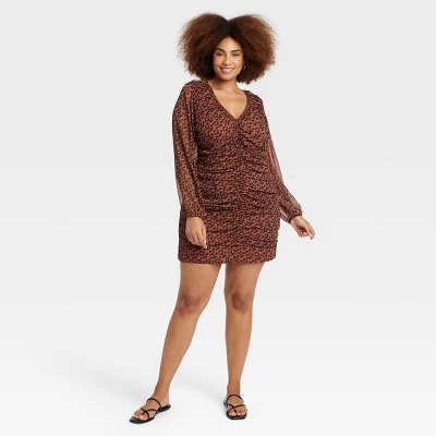 Women's Long Sleeve Ruched Front Bodycon Dress - A New Day™ - Image 5