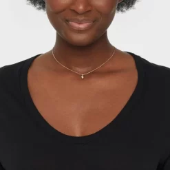 14K Gold Plated Cubic Zirconia Herringbone Bezel Chain Necklace - A New Dayâ„¢