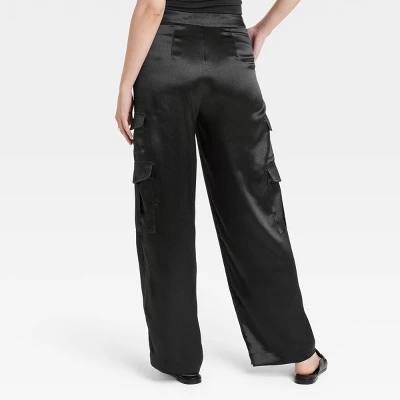 Women's High-Rise Satin Cargo Pants - A New Day™