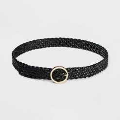 Women's Oval Center Bar Buckle Belt - A New Day™ Black