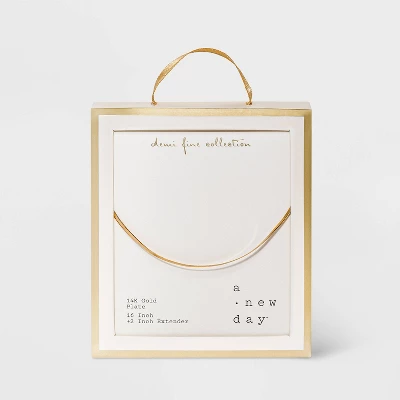 14K Gold Plated Herringbone Chain Necklace - A New Day™ - Image 2