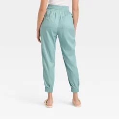 Women's High-Rise Woven Ankle Jogger Pants - A New Day™
