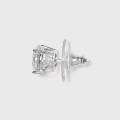 Sterling Silver Cubic Zirconia Duo Stud Earring Set 2pc - A New Day™ Clear