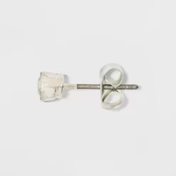 Cubic Zirconia Studs And Hoop Multi Earring Set 8pc - A New Day™ Silver