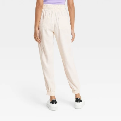 Women's High-Rise Regular Fit Ankle Linen Jogger Pants - A New Day™