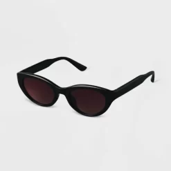 Women's Narrow Plastic Cateye Sunglasses - A New Day™ Black