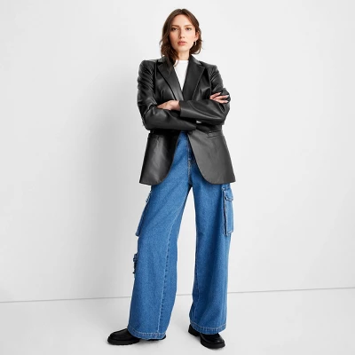 Women's Relaxed Fit Faux Leather Blazer - A New Day™ - Image 2