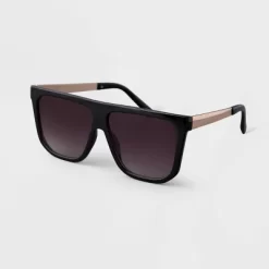 Women's Plastic Shield Sunglasses - A New Day™ Black