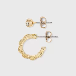 Multi Gold Hoops And Cubic Zirconia Stud Earring Set 8pc - A New Day™