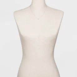 Sterling Silver With Cubic Zirconia Curved Bar Station Chain Necklace - A New Day™ Silver