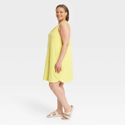 Women's Terry Mini Tank Shift Dress - A New Day™ Yellow 4X - Image 2