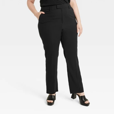 Women's High-Rise Regular Fit Full Length Straight Stovepipe Trousers - A New Day™ - Image 3